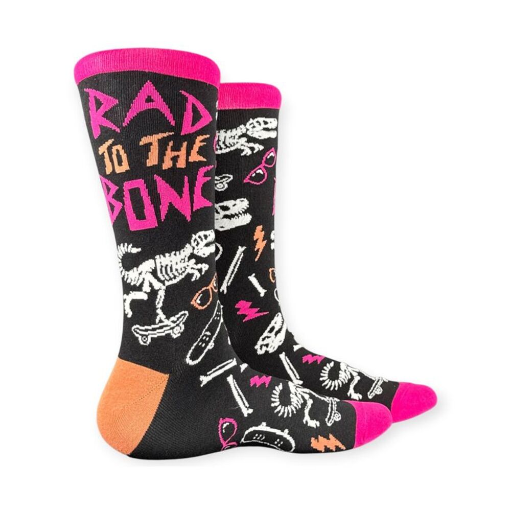Rad To The Bone Socks Funny Sarcastic Dinosaur Footwear For Men